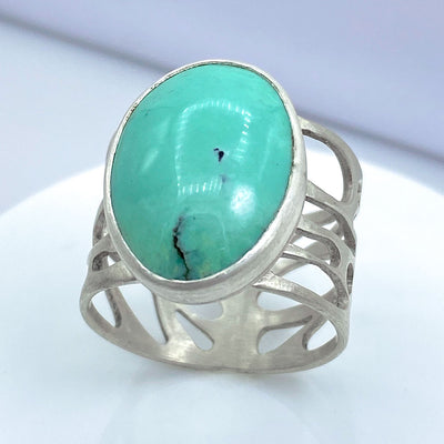 Turquoise and Sterling Silver Organic Pebble Ring