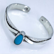 Turquoise and Sterling Silver River Cuff Diagonal