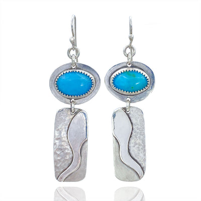 Turquoise and Sterling Silver River Earrings
