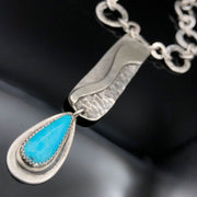 Turquoise and Sterling Silver River Necklace Gem Closeup