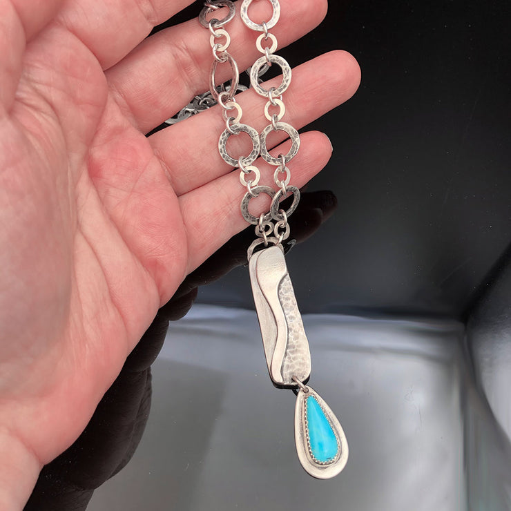 Turquoise and Sterling Silver River Necklace Size Comparison