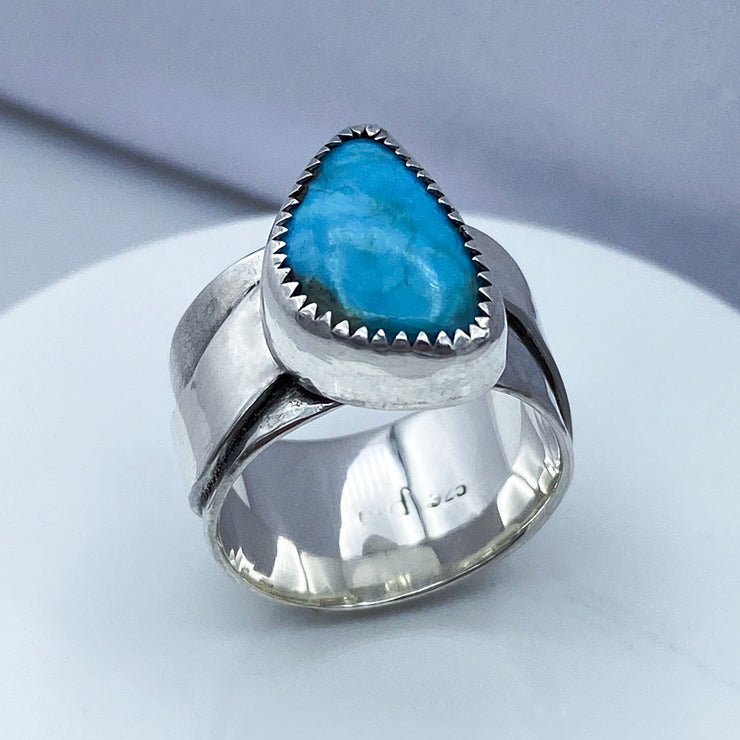 Turquoise and Sterling Silver River Ring