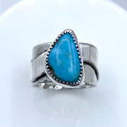 Turquoise and Sterling Silver River Ring Top
